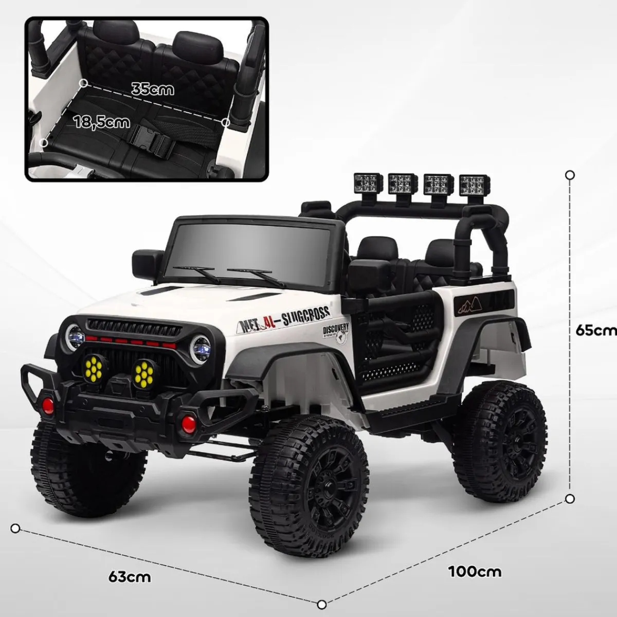 Sale Homcom - Coche eléctrico batería 12 V con mando a distancia Blanco Vehículos De Batería O A Pedales