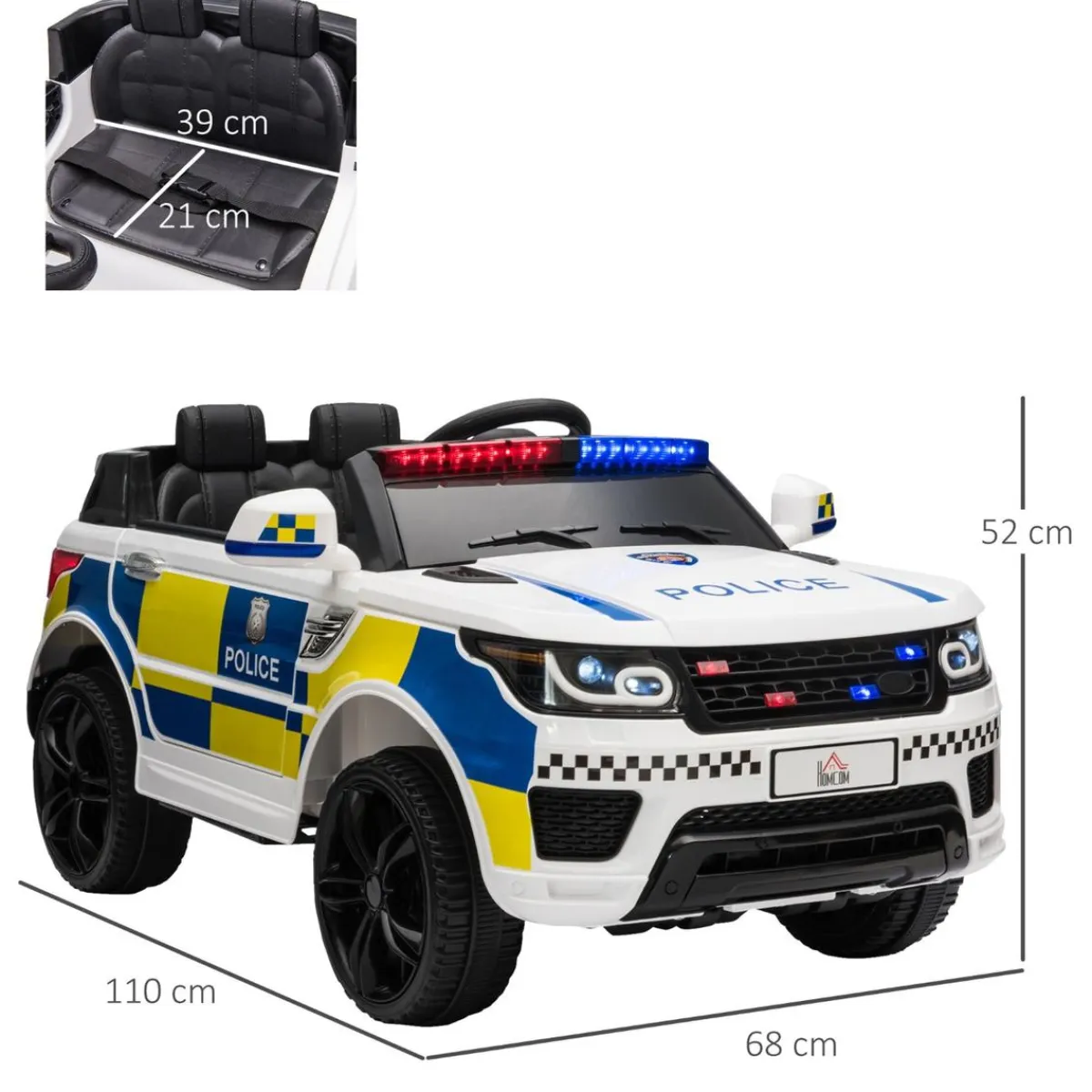 - Coche eléctrico de policía con mando*Homcom Discount