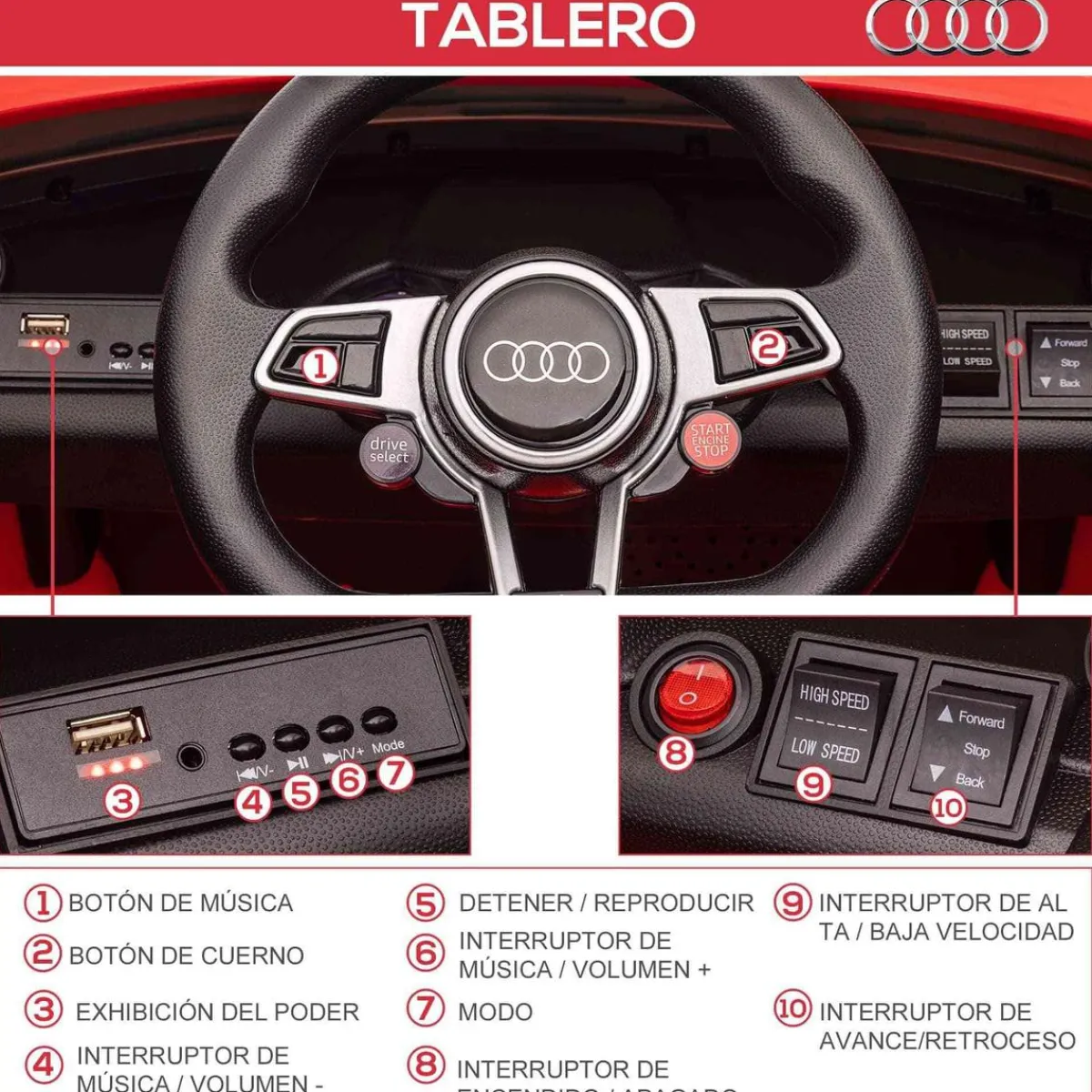 - Coche Eléctrico Infantil Audi TT*Homcom Hot