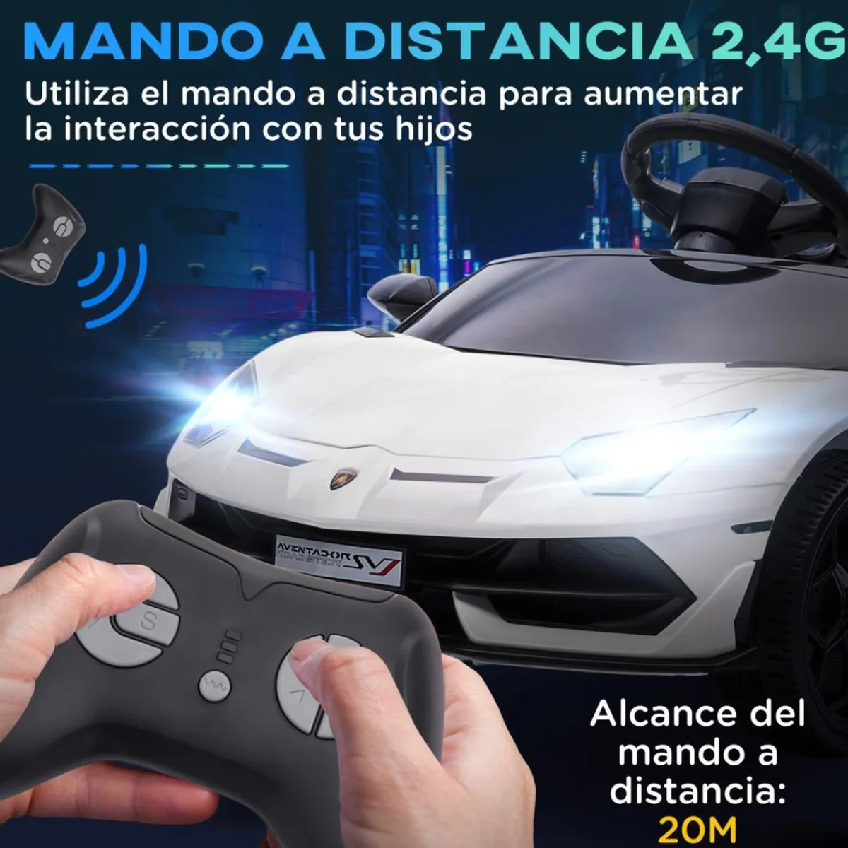 Hot - Coche eléctrico Lamborghini Aventador Blanco 12 V Vehículos De Batería O A Pedales