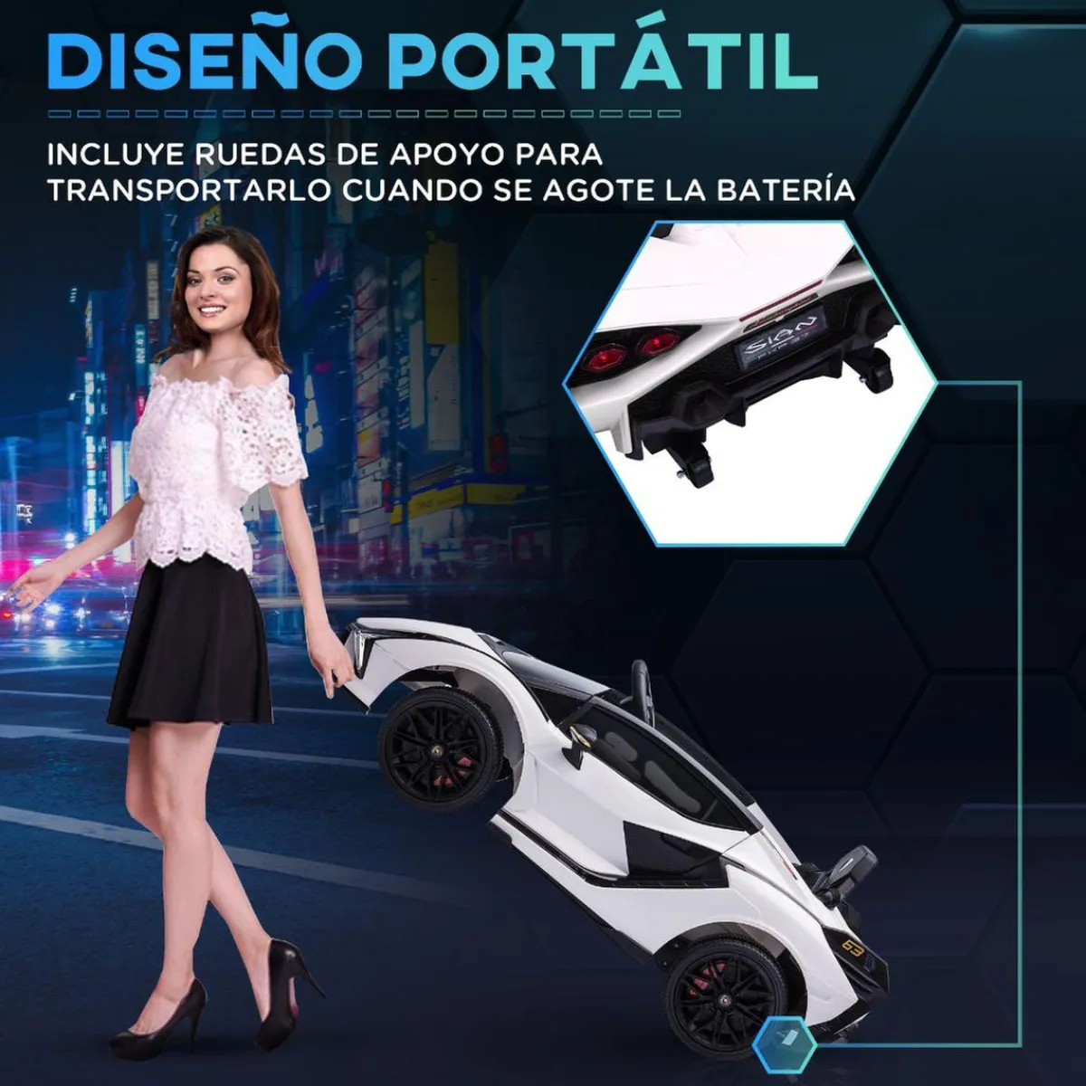 - Coche eléctrico Lamborghini blanco*Homcom Discount