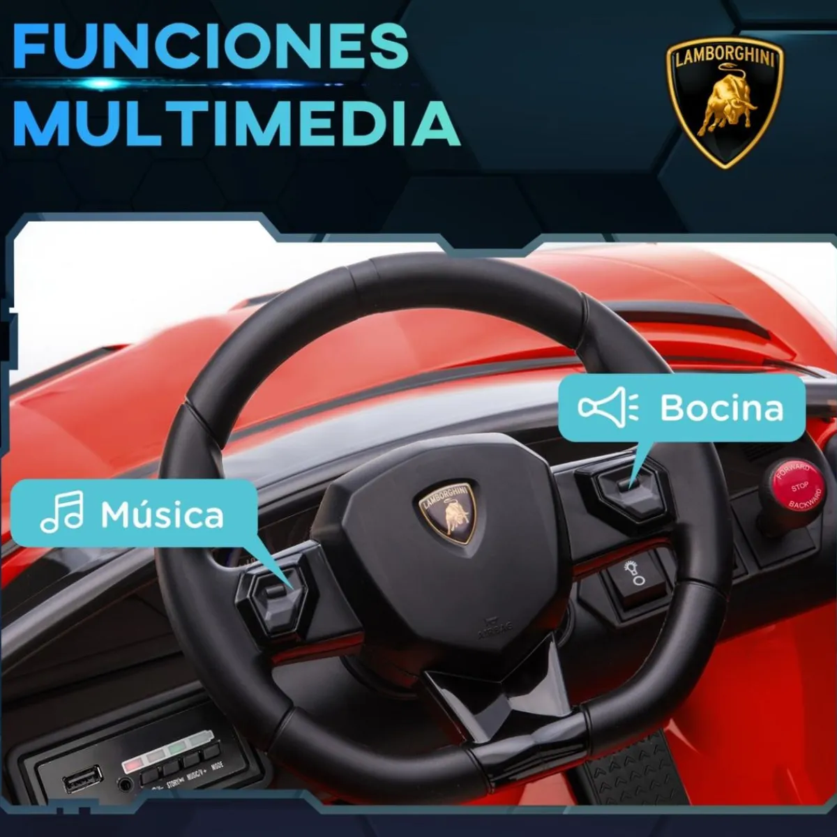 Hot - Coche eléctrico Lamborghini Aventador Rojo 12 V Vehículos De Batería O A Pedales