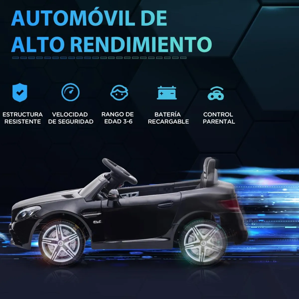 Homcom - Coche eléctrico Mercedes SLC 300 Negro con mando*AIYAPLAY Best