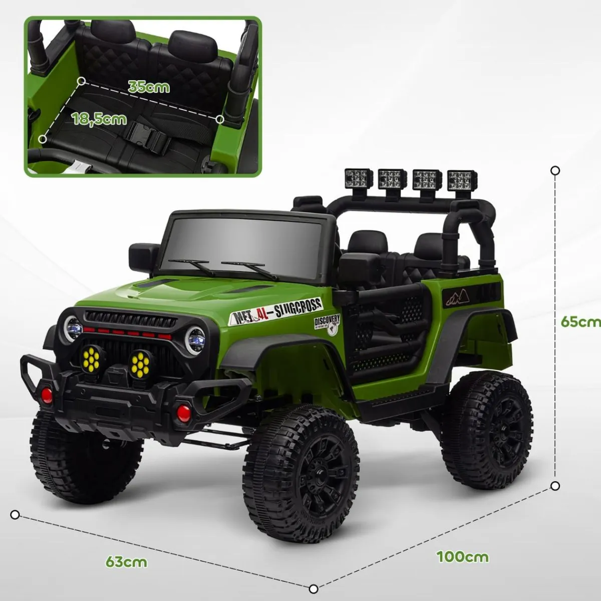 Homcom - Coche eléctrico Verde con mando Vehículos De Batería O A Pedales