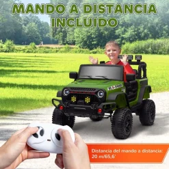 Homcom - Coche eléctrico Verde con mando Vehículos De Batería O A Pedales