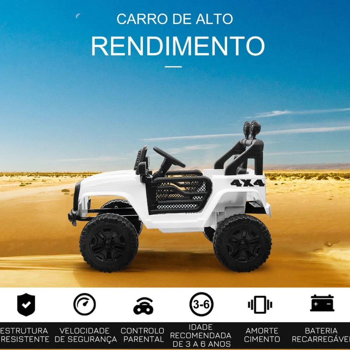 Hot - Coche todoterreno eléctrico blanco Vehículos De Batería O A Pedales