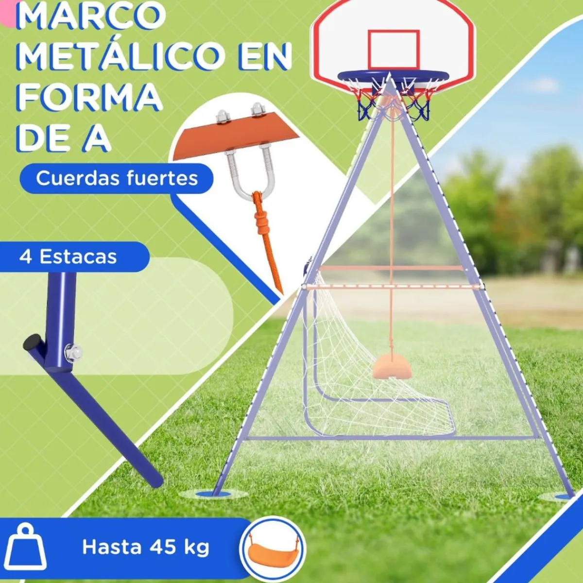 Homcom - Columpio infantil con portería y canasta*Outsunny