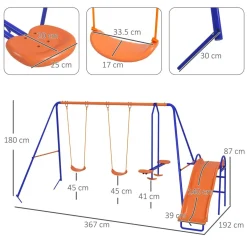 Clearance Homcom - Columpio infantil triple con tobogán Columpios