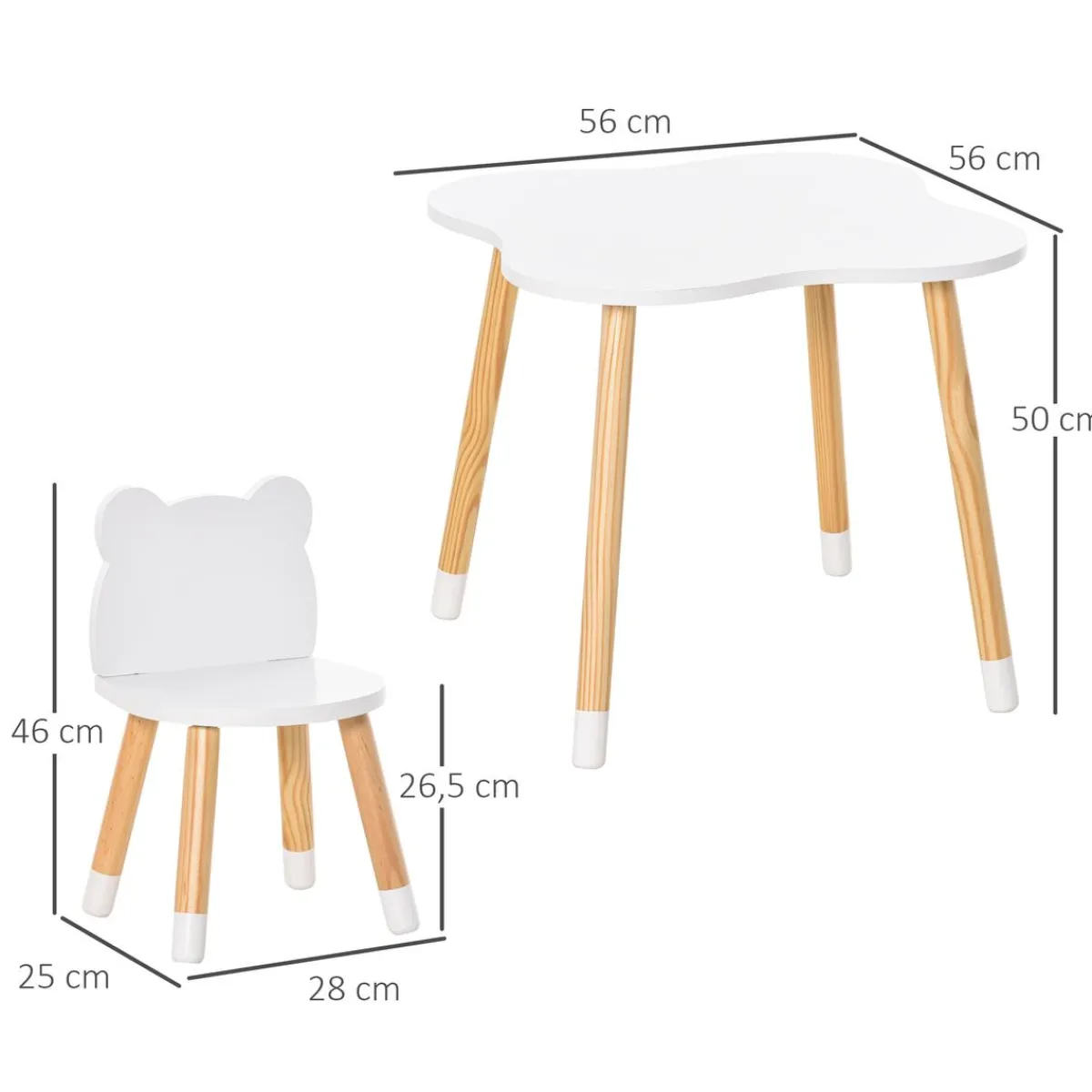 - Conjunto Mesa + 2 Sillas infantiles Madera Estilo De Vida