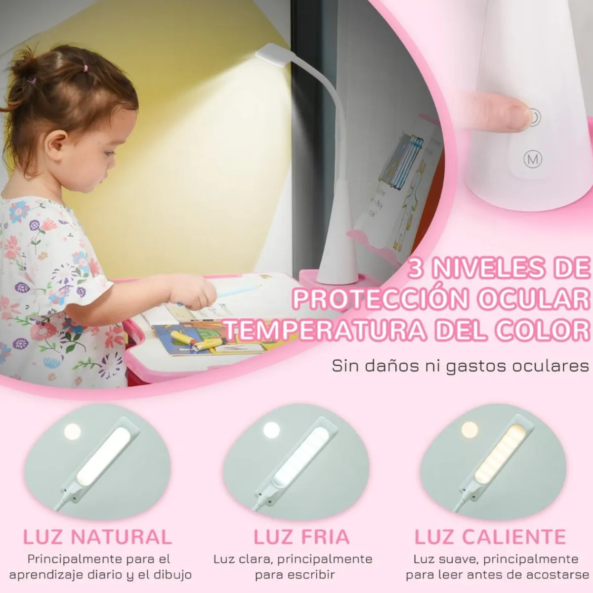 - Conjunto Pupitre reclinable + Silla Rosa*Homcom New