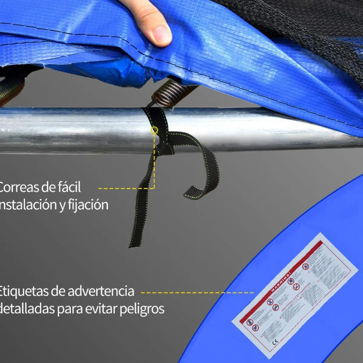 Hot - Cubierta de protección para cama elástica Ø 305 cm azul Camas Elásticas