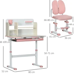 - Escritorio con estante y silla ajustable Rosa y Blanco*Homcom Hot