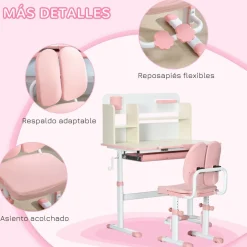 - Escritorio con estante y silla ajustable Rosa y Blanco*Homcom Hot