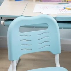 - Escritorio con estante y silla ajustable Blanco y Azul*Homcom Online