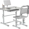 New - Escritorio y silla ajustable Gris y Blanco Estilo De Vida