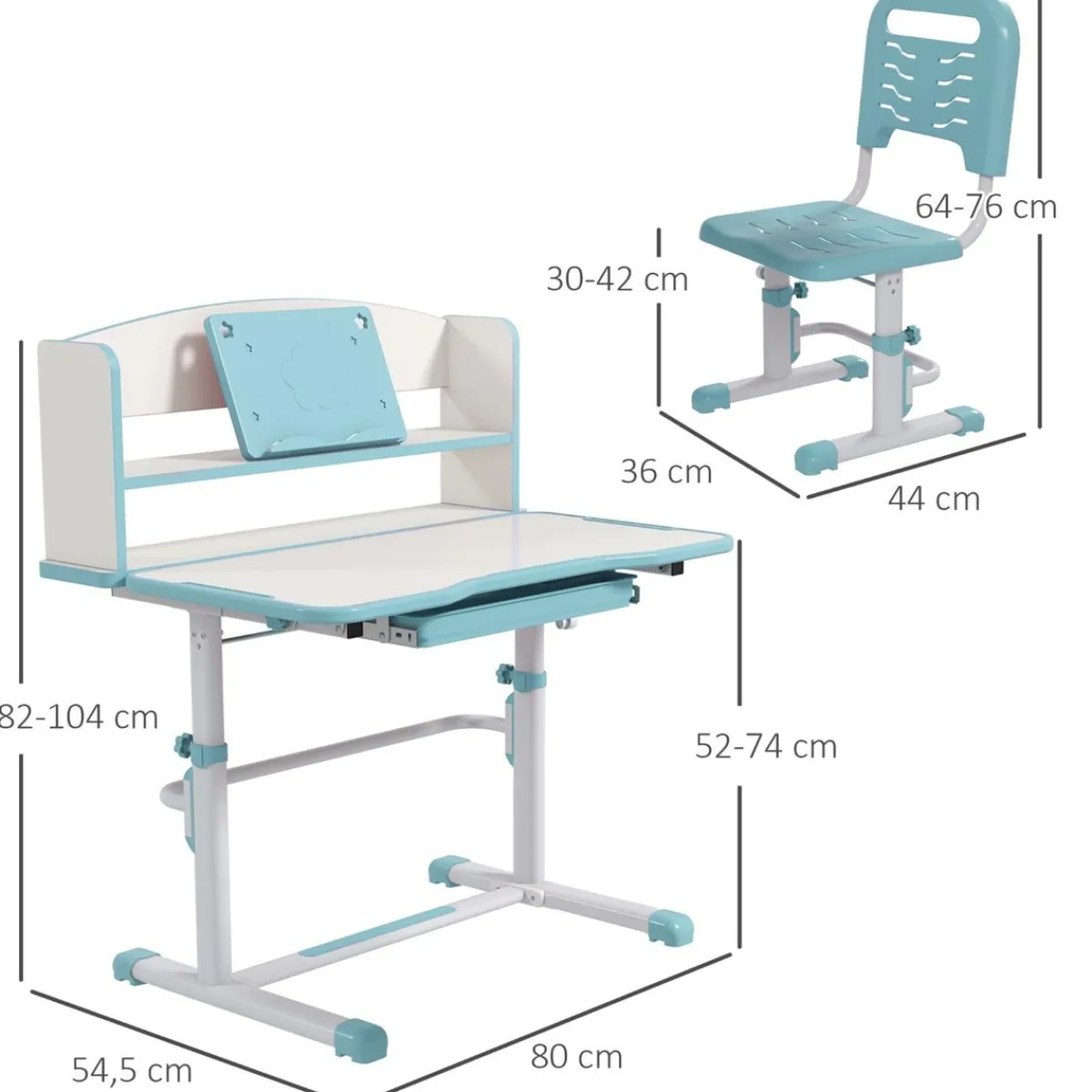 - Escritorio y silla ajustable Azul y Blanco Estilo De Vida