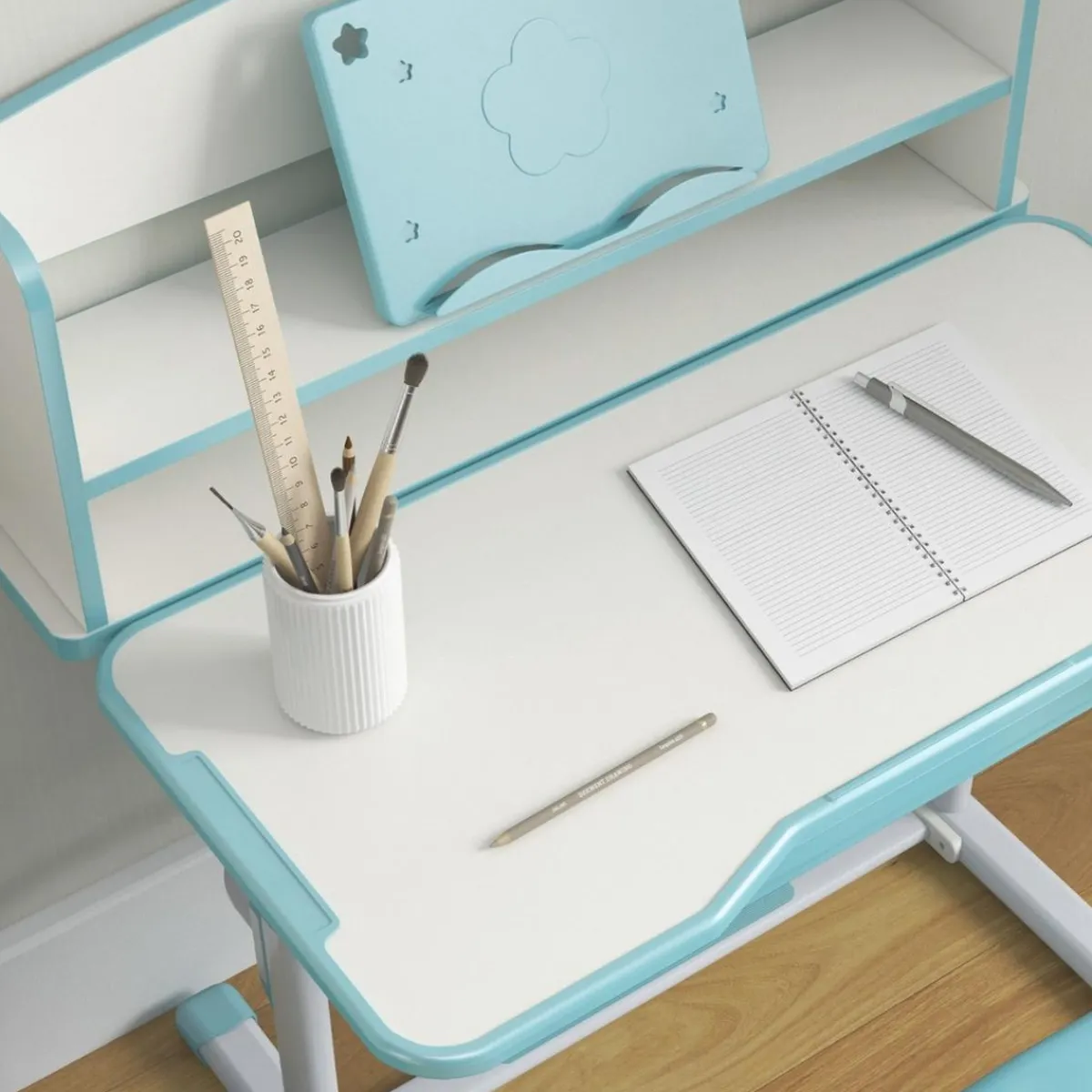 - Escritorio y silla ajustable Azul y Blanco Estilo De Vida