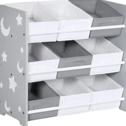 Homcom - Estantería infantil con 9 cajas Gris*ZONEKIZ Online