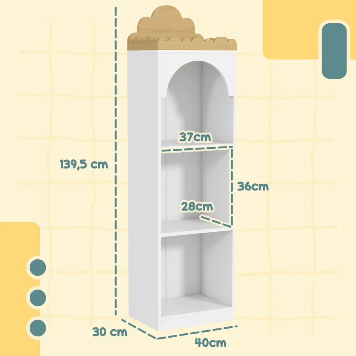 Online Homcom - Estantería infantil 3 niveles Blanco y Natural Estilo De Vida