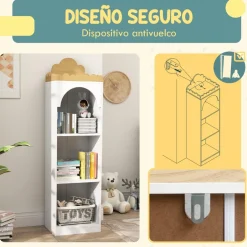 Online Homcom - Estantería infantil 3 niveles Blanco y Natural Estilo De Vida