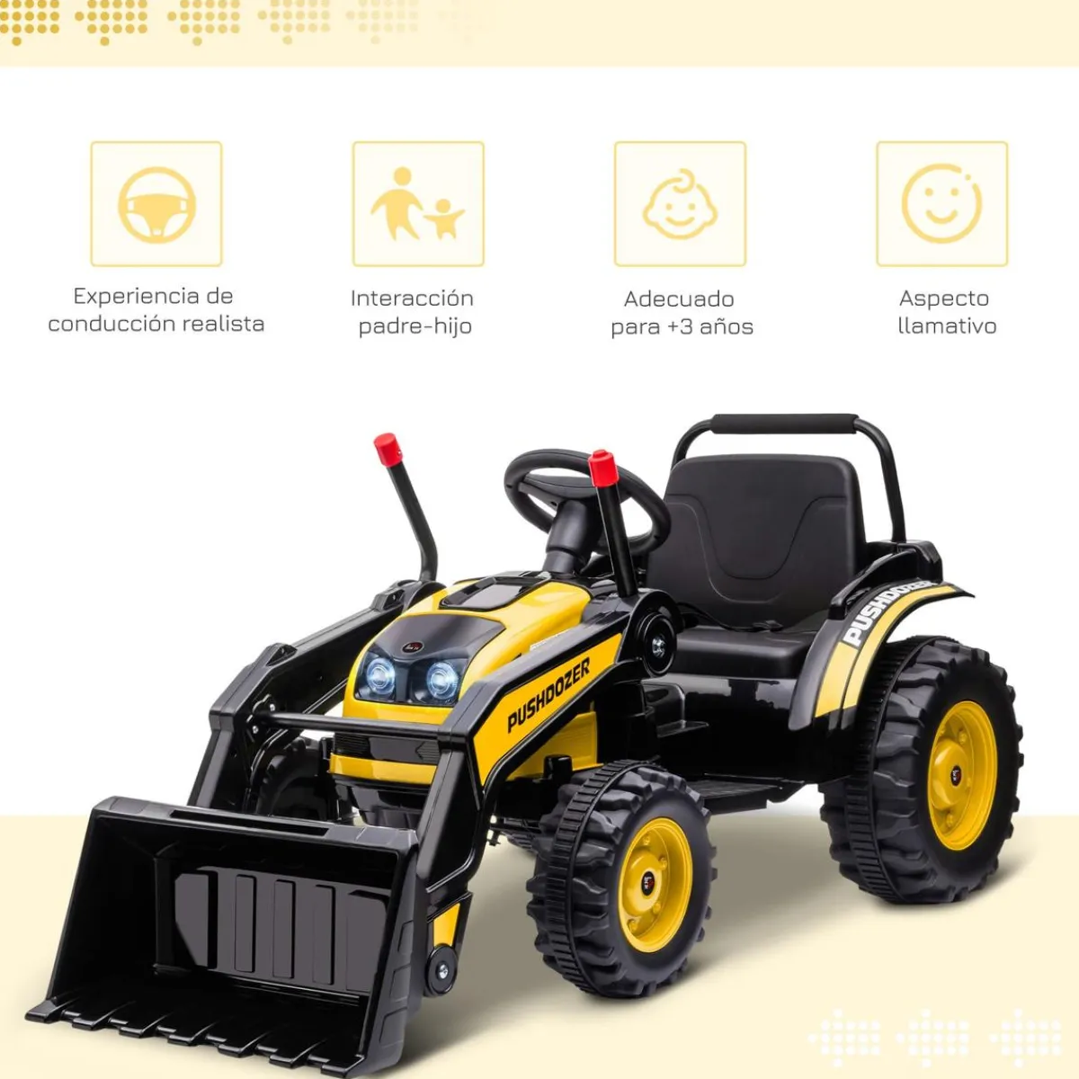 - Excavadora Tractor Vehículo de batería Amarillo*Homcom Online