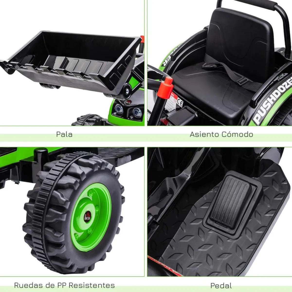 - Excavadora Tractor Vehículo de batería Verde*Homcom