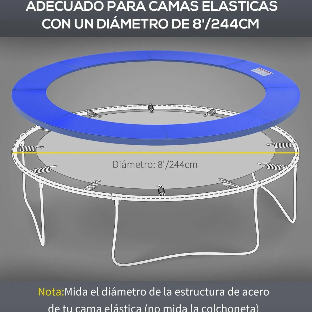 Outlet - Funda acolchada de protección borde camas elásticas 244 cm Azul Camas Elásticas