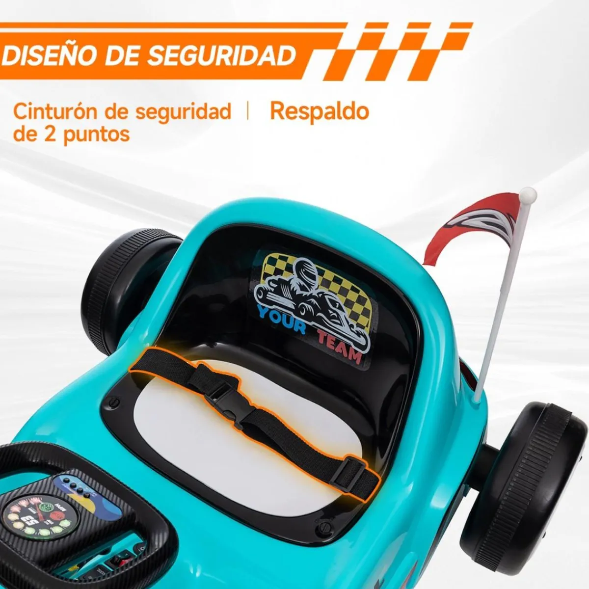 Sale Homcom - Kart eléctrico Azul con luz y música Vehículos De Batería O A Pedales
