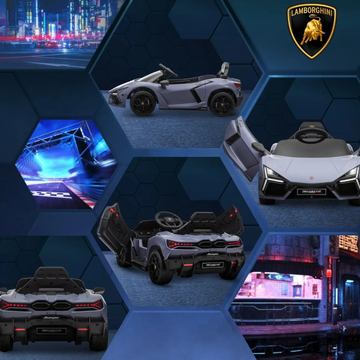 Homcom - Lamborghini Revuelto eléctrico Gris con mando*AIYAPLAY Best