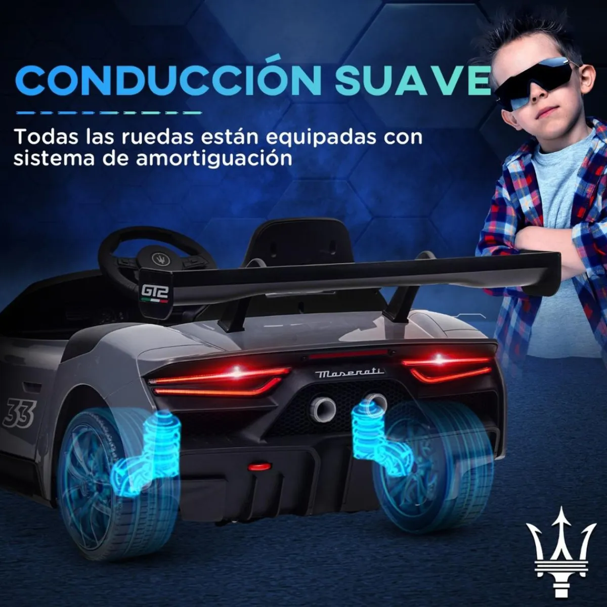 Homcom - Maserati GT2 eléctrico Gris con mando*AIYAPLAY New