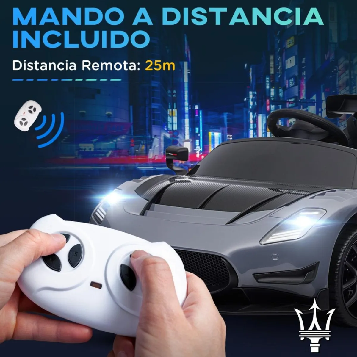 Homcom - Maserati GT2 eléctrico Gris con mando*AIYAPLAY New