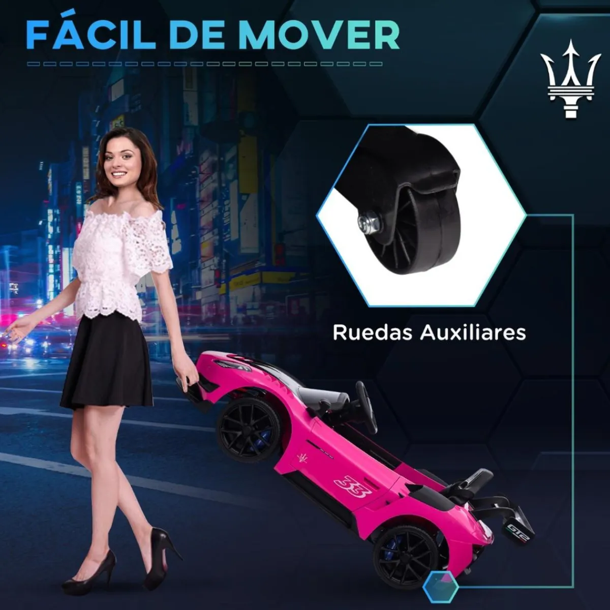 Homcom - Maserati GT2 eléctrico Rosa con mando*AIYAPLAY Outlet