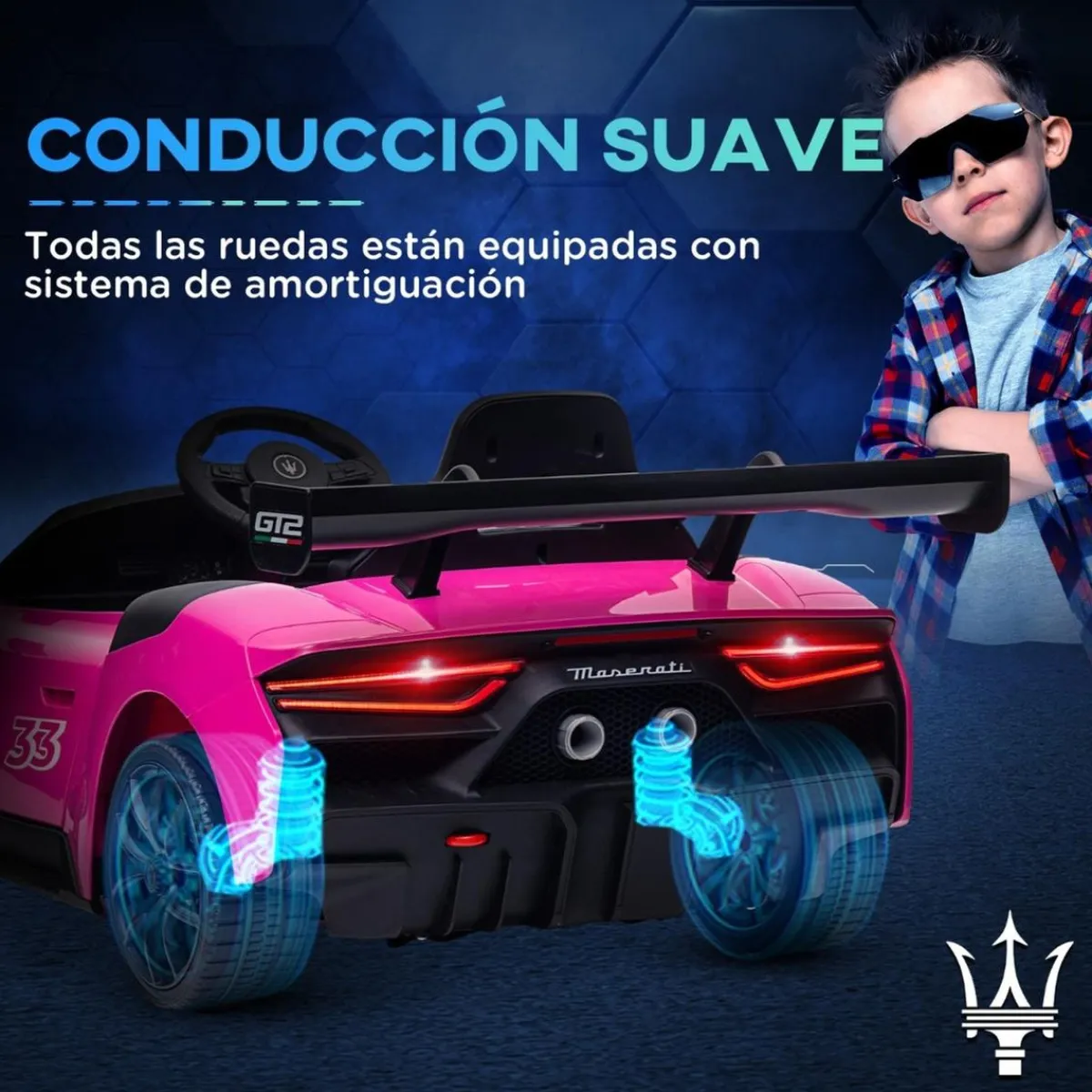 Homcom - Maserati GT2 eléctrico Rosa con mando*AIYAPLAY Outlet