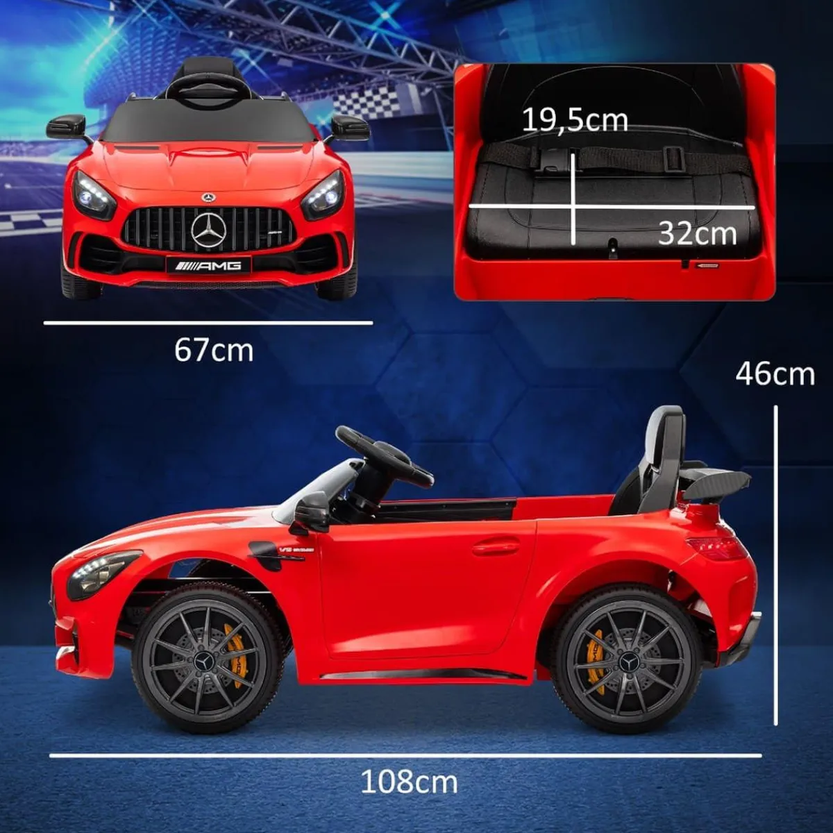 Homcom - Mercedes AMG GTR Batería con mando a distancia Rojo*AIYAPLAY Sale
