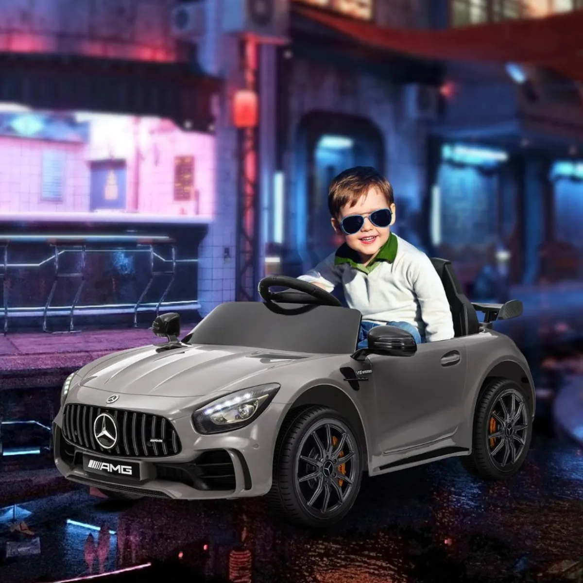 Homcom - Mercedes Benz AMG GTR eléctrico Plata con mando*AIYAPLAY Online