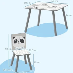 Hot Homcom - Mesa con 2 sillas Panda Estilo De Vida