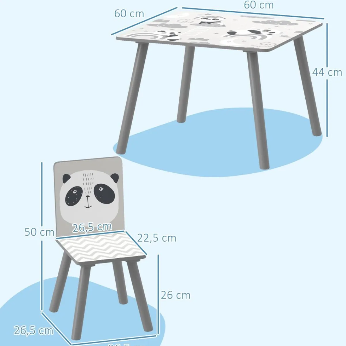 Hot Homcom - Mesa con 2 sillas Panda Estilo De Vida