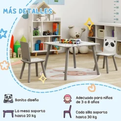 Hot Homcom - Mesa con 2 sillas Panda Estilo De Vida