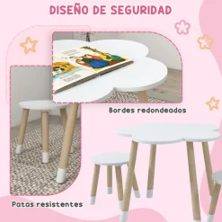 Outlet - Mesa Flor y bancos Blanco Estilo De Vida