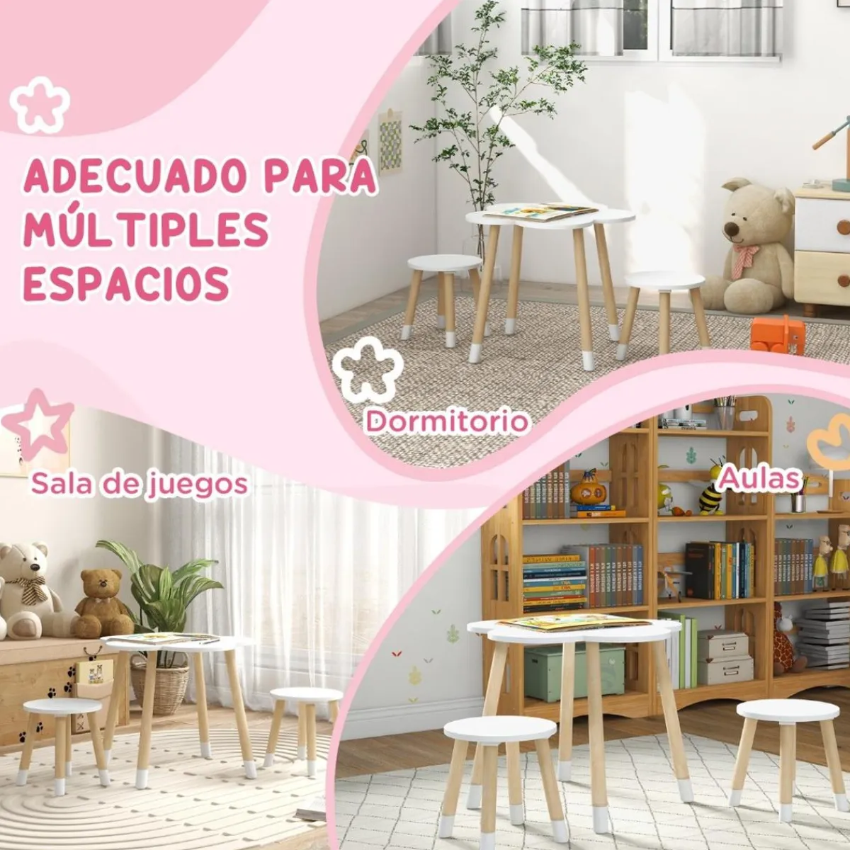 Outlet - Mesa Flor y bancos Blanco Estilo De Vida