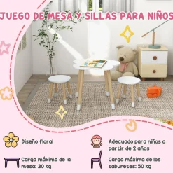Outlet - Mesa Flor y bancos Blanco Estilo De Vida