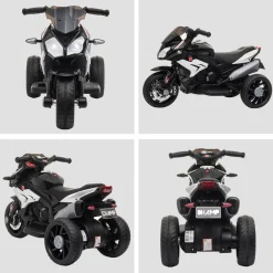 - Moto eléctrica batería 3 ruedas Trimoto Negro y Blanco*Homcom Sale