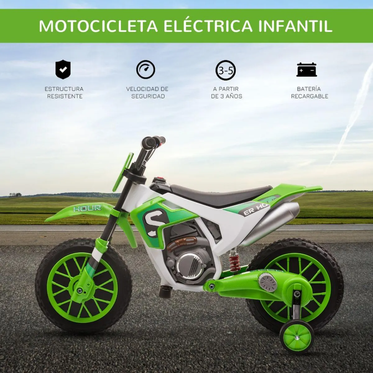 - Moto eléctrica 12V verde*Homcom Best