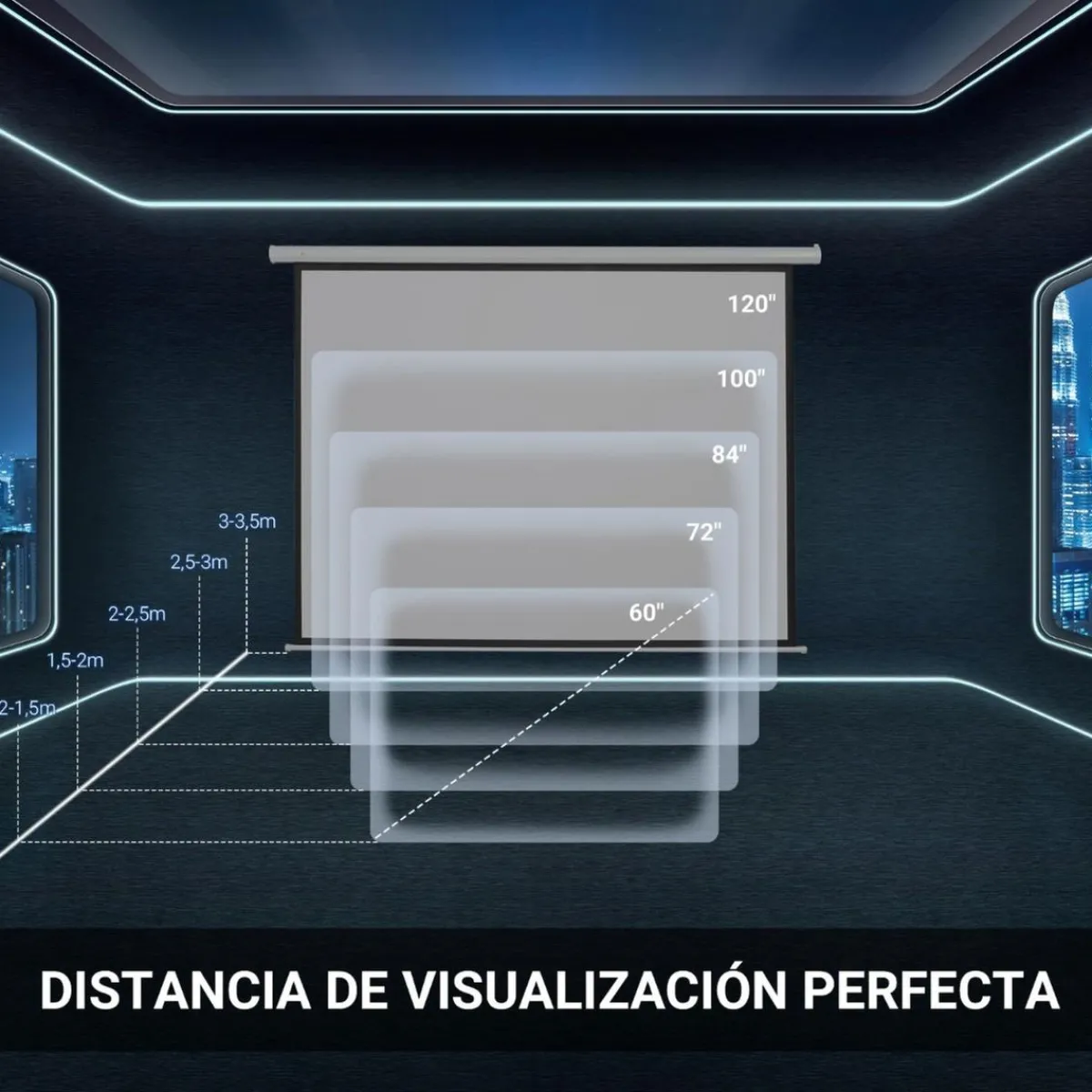 - Pantalla de proyección motorizada 84'' con mando*Homcom Discount