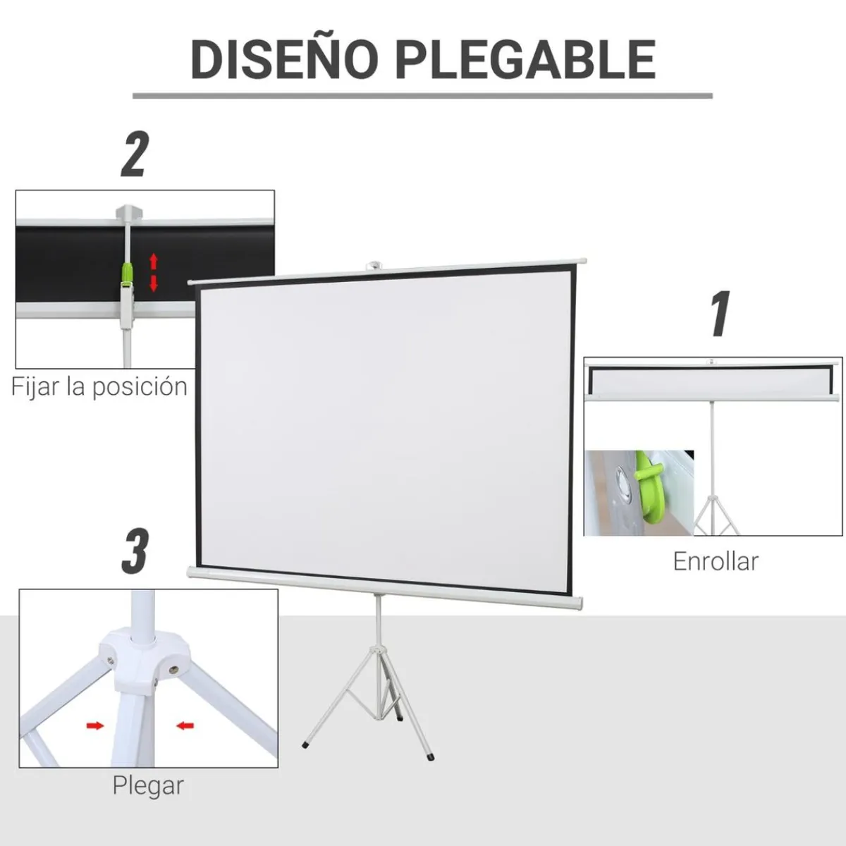 - Pantalla de proyección 100'' con soporte Blanco*Homcom Clearance