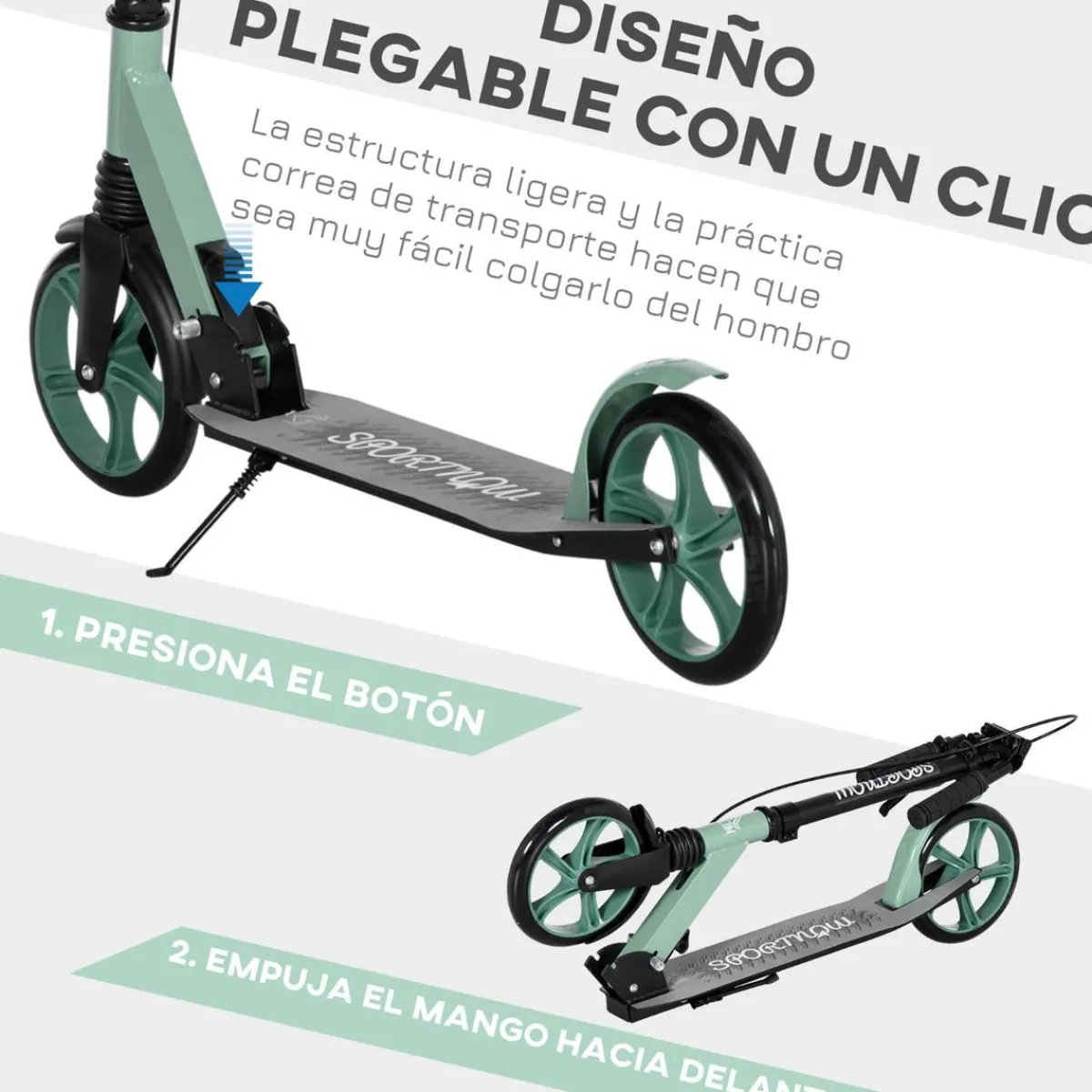 Clearance - Patinete plegable aluminio verde mint Patines Y Monopatines