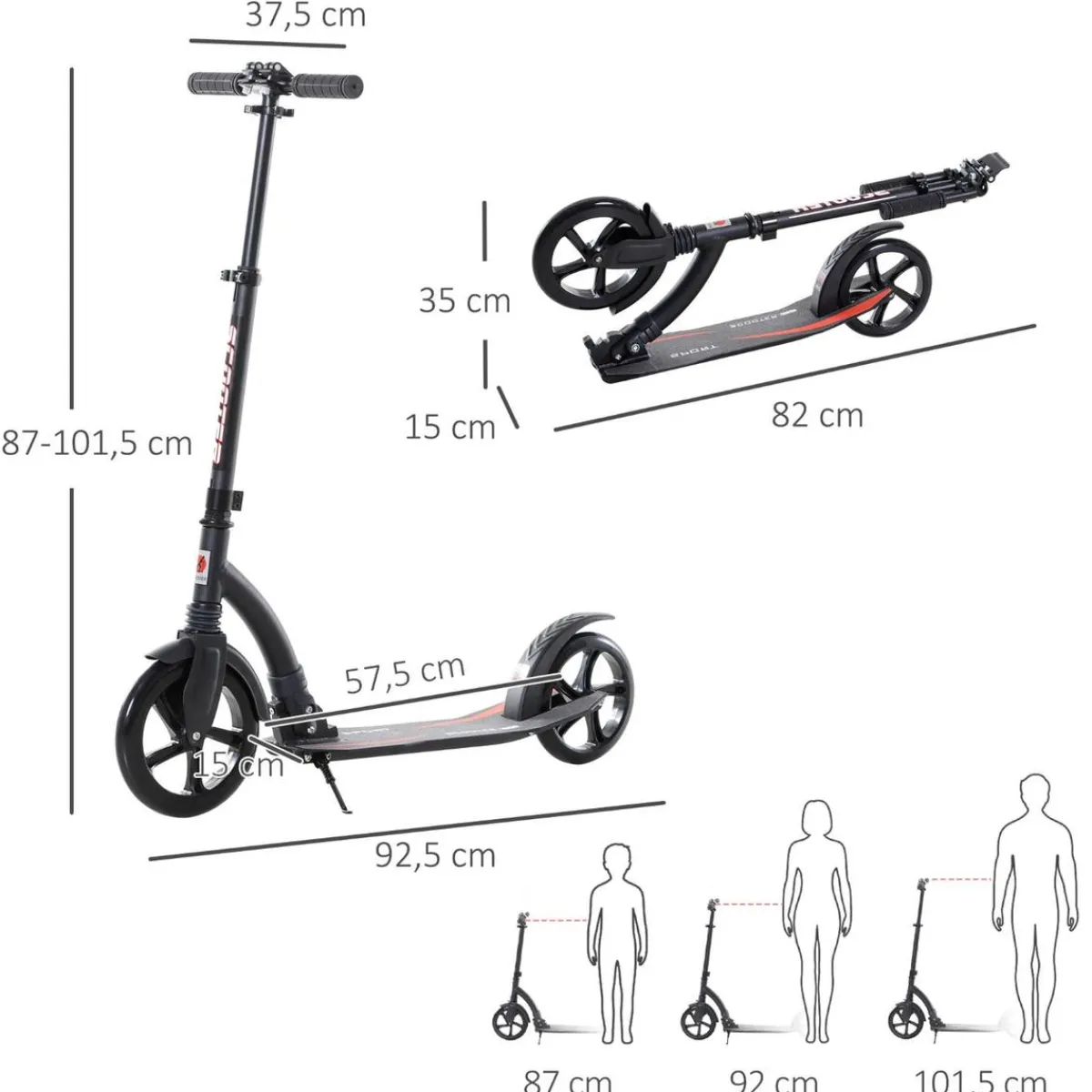 Online - Patinete plegable aluminio negro Patines Y Monopatines