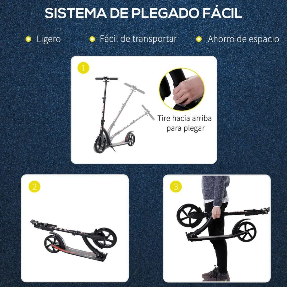 Online - Patinete plegable aluminio negro Patines Y Monopatines