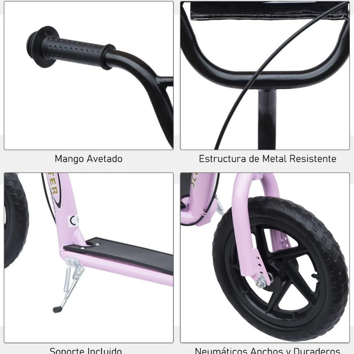 New - Patinete Scooter Ajustable 2 ruedas Rosa Patines Y Monopatines