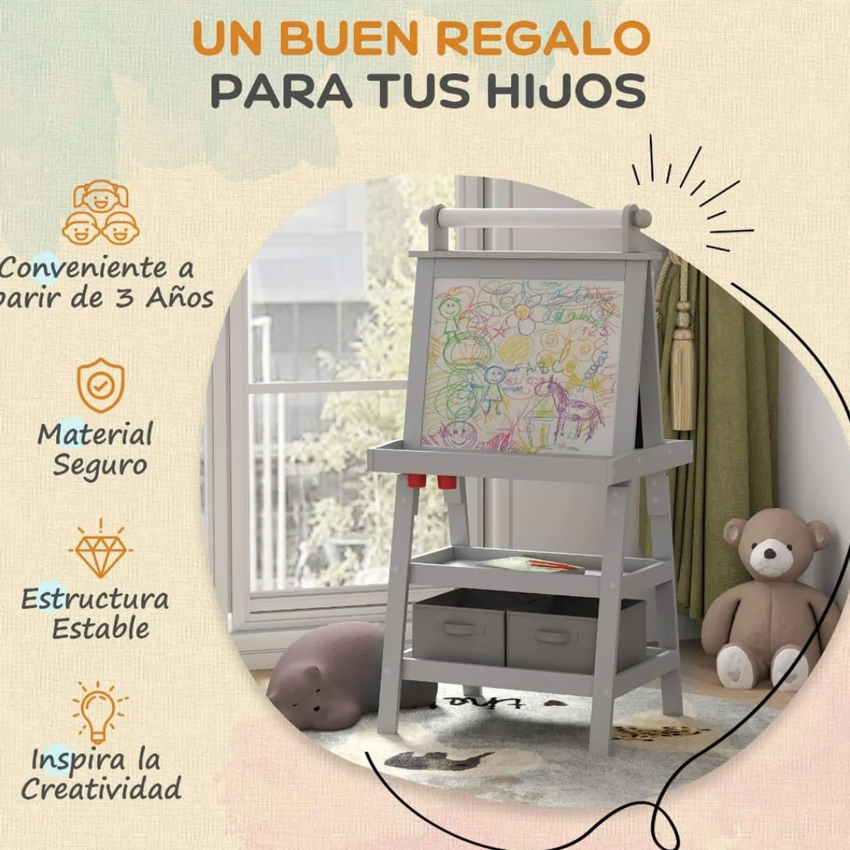 Online Homcom - Pizarra doble cara con caballete Steam|Arte Y Manualidades